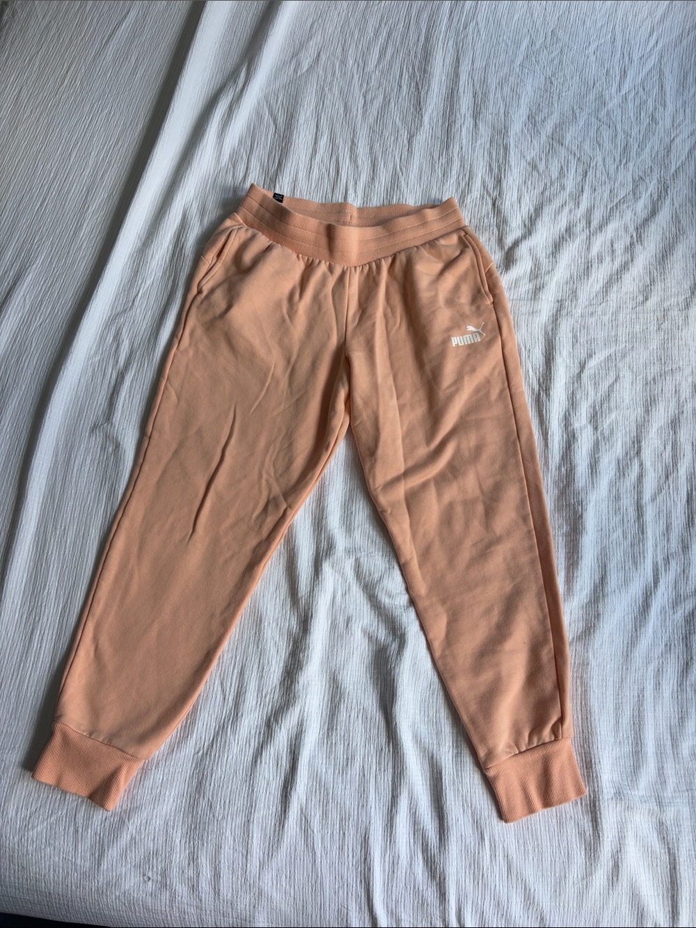 Puma Kids Peach Sweatpants with Cuffed Ankles